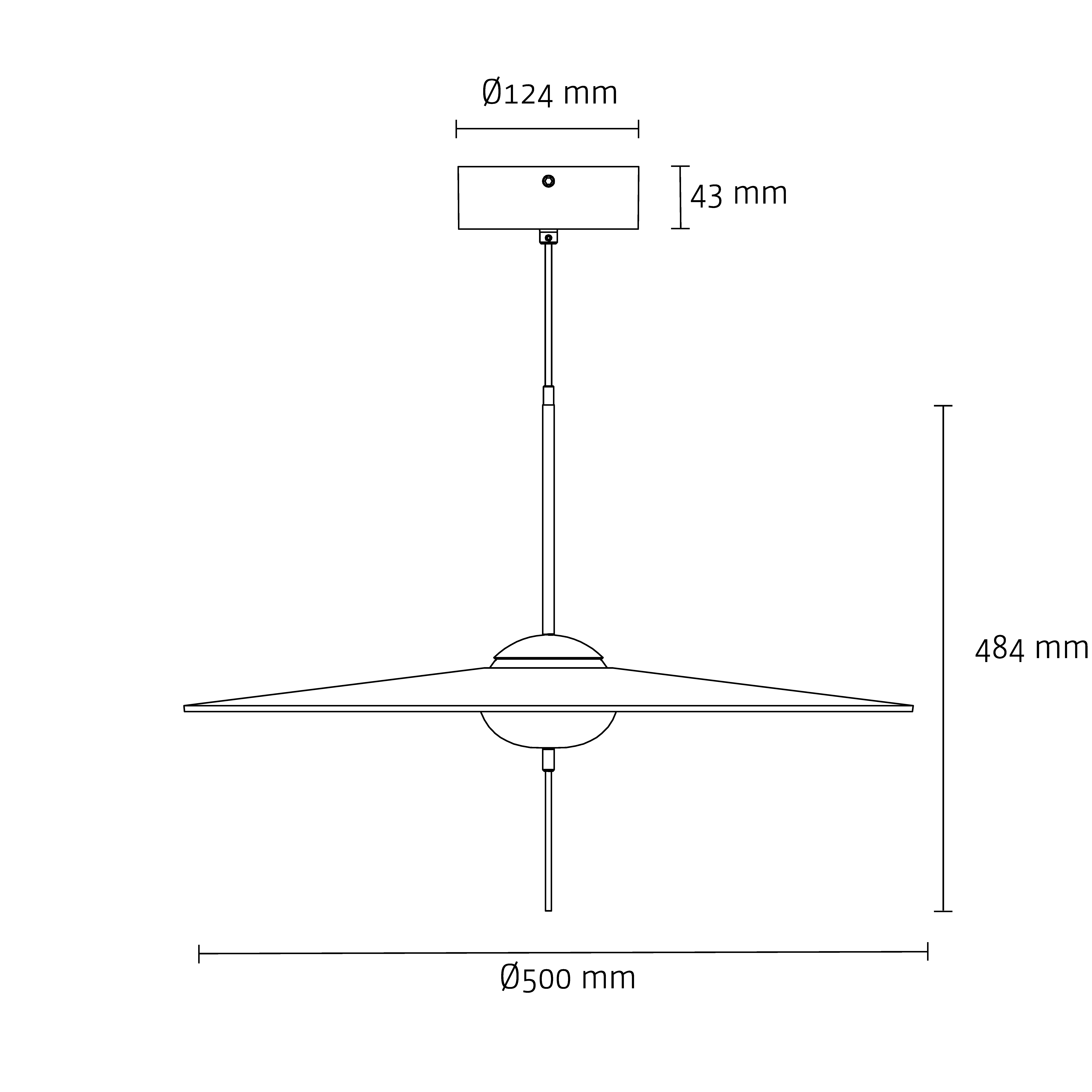 A technical drawing showing the size of our MONO part of the collection at DCW Editions, France. They come in 3 sizes and are always dimmable by using the magic stick. For more technical information you can download our catalogue. This shows Mono L500.