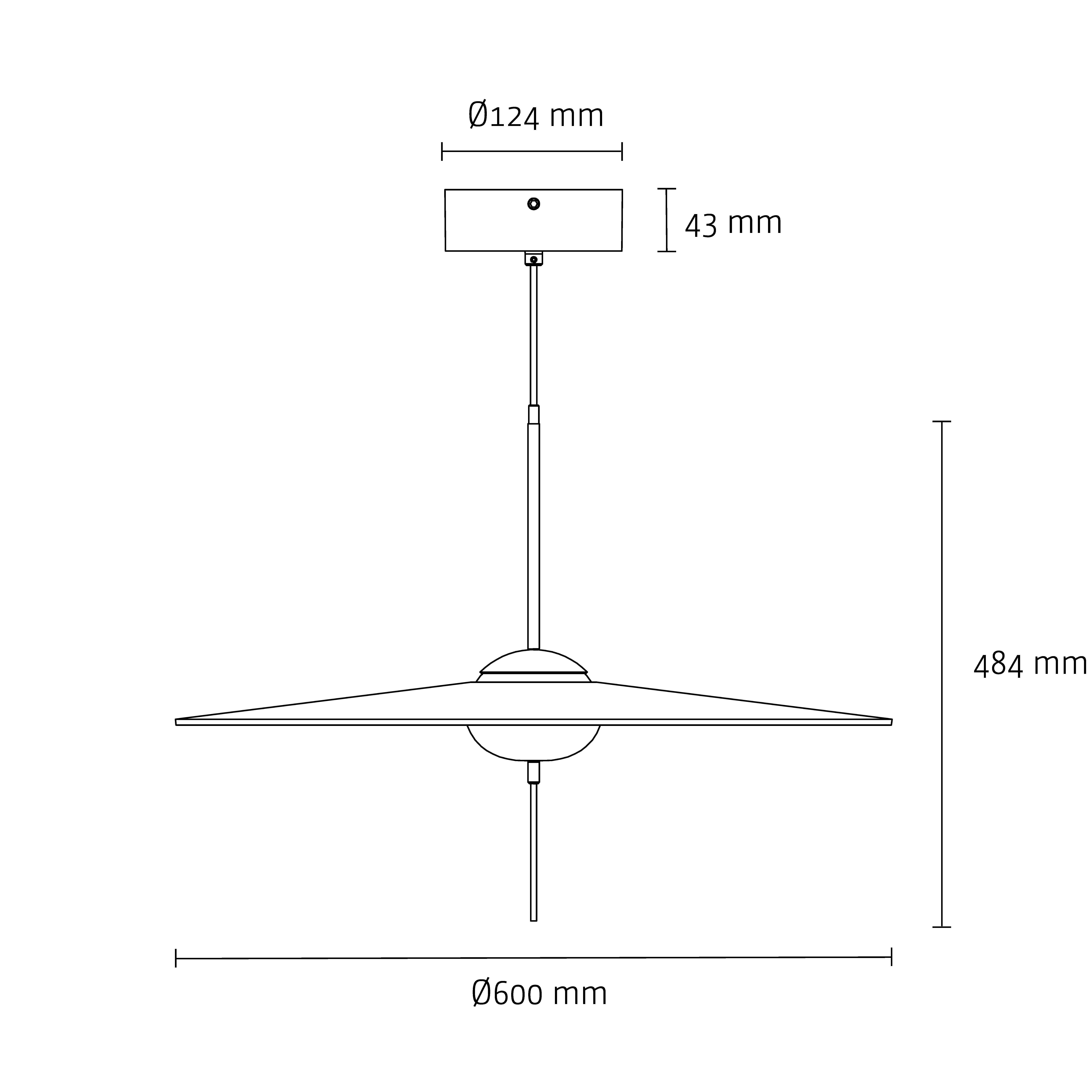 A technical drawing showing the size of our MONO part of the collection at DCW Editions, France. They come in 3 sizes and are always dimmable by using the magic stick. For more technical information you can download our catalogue. This shows Mono L600.