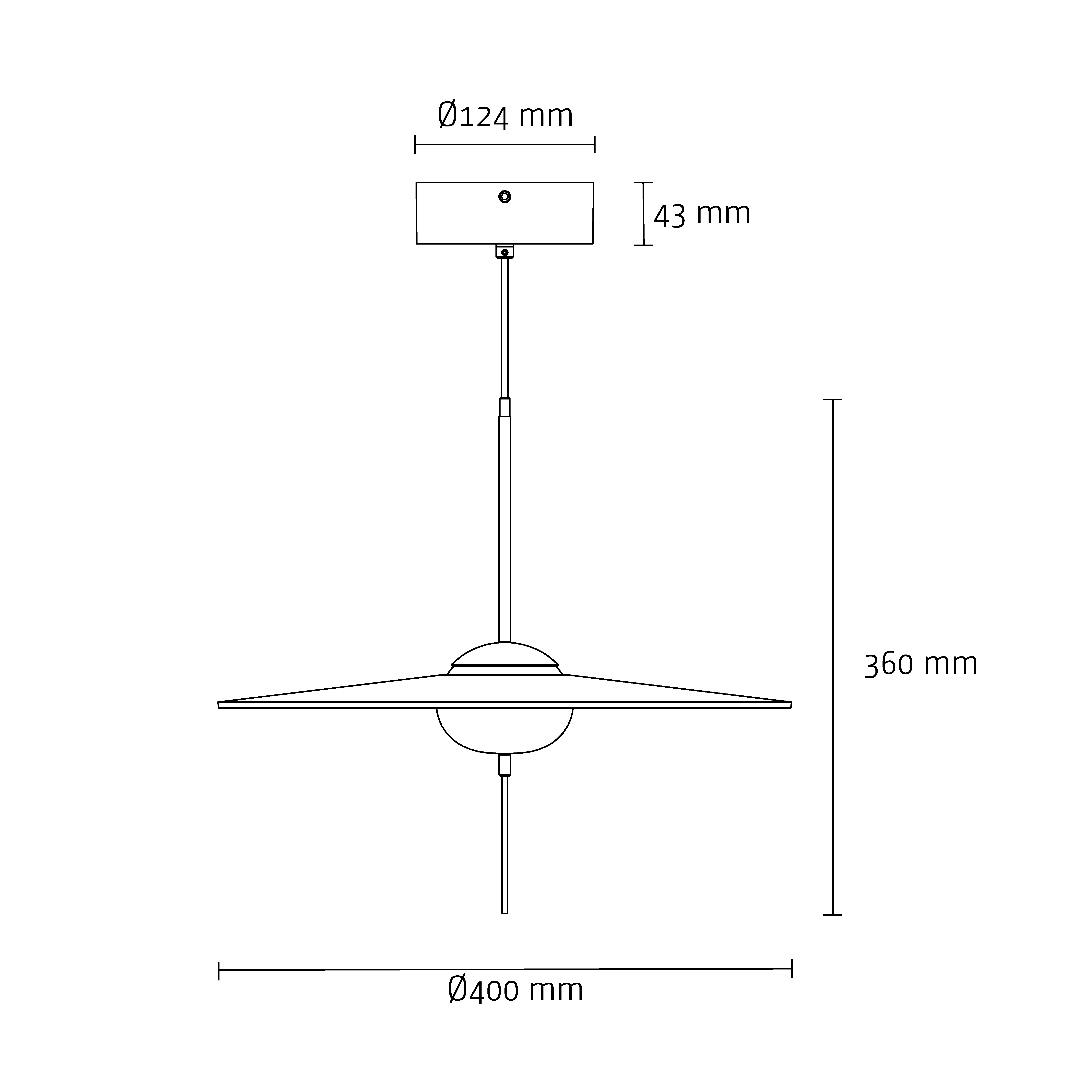 A technical drawing showing the size of our MONO part of the collection at DCW Editions, France. They come in 3 sizes and are always dimmable by using the magic stick. For more technical information you can download our catalogue. This is mono M400.