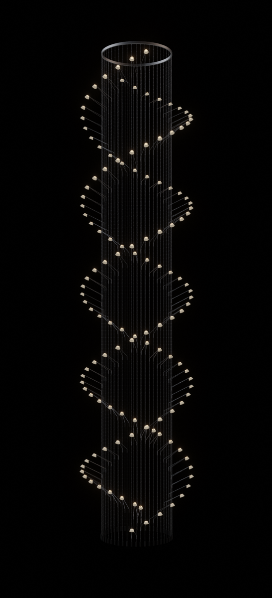 Together with Roel Deden VANTOT developed a light design tool for large installations to visualise the lights culptures, light chandeliers. It’s made in the program Blender, which has the ability to render while working at the model. An amazing tool for our light industry.