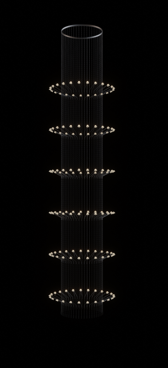 Together with Roel Deden VANTOT developed a light design tool for large installations to visualise the lights culptures, light chandeliers. It’s made in the program Blender, which has the ability to render while working at the model. An amazing tool for our light industry.